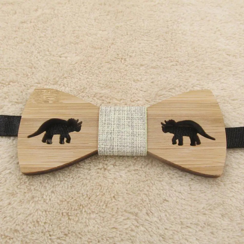 Kids Wooden Dinosaur Bow Tie Cartoon Bowtie for Boys Accessories
