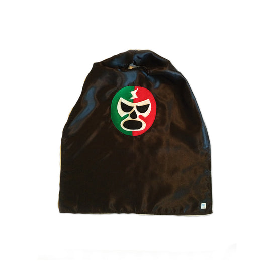 Luchador Rojo + Verde - Red + Green Mexican Wrestler Cape - Black