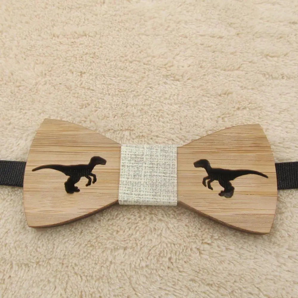 Kids Wooden Dinosaur Bow Tie Cartoon Bowtie for Boys Accessories