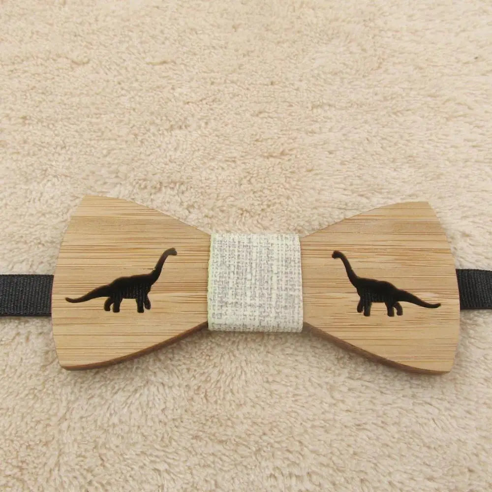 Kids Wooden Dinosaur Bow Tie Cartoon Bowtie for Boys Accessories