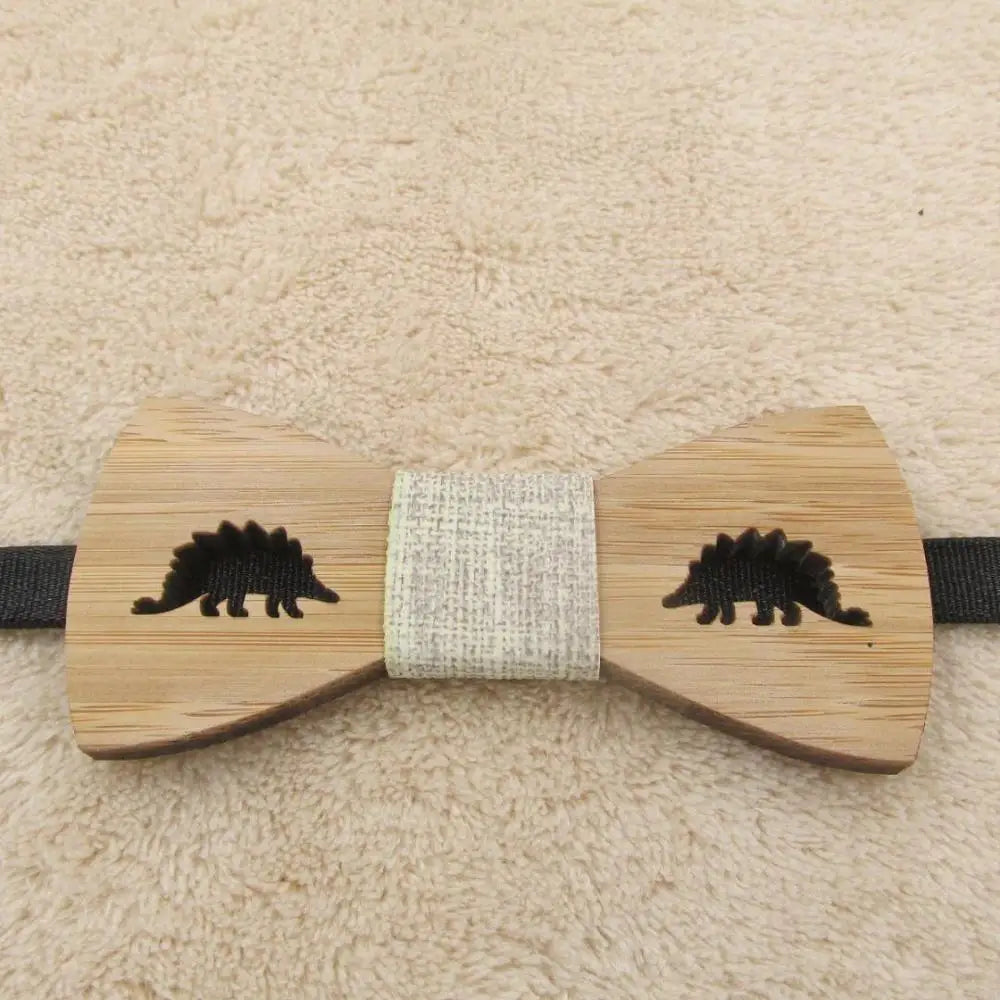 Kids Wooden Dinosaur Bow Tie Cartoon Bowtie for Boys Accessories