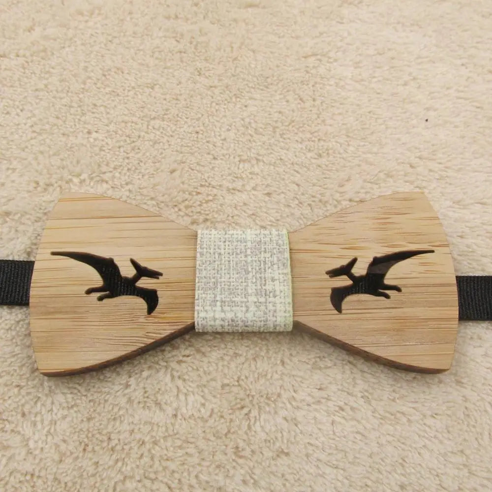 Kids Wooden Dinosaur Bow Tie Cartoon Bowtie for Boys Accessories