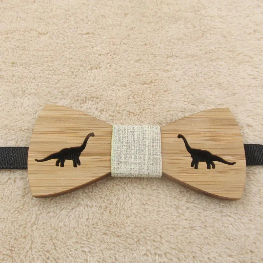 Kids Wooden Dinosaur Bow Tie Cartoon Bowtie for Boys Accessories