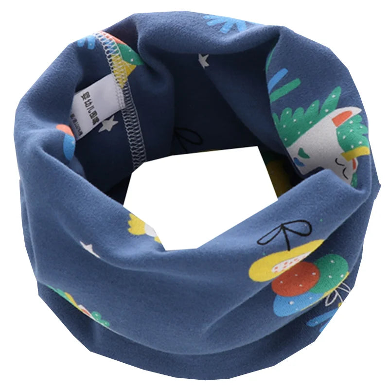 Kids Cotton O-Ring Scarf Winter Neck Warmer for Boys Girls