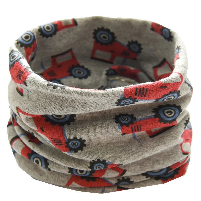 Kids Cotton O-Ring Scarf Winter Neck Warmer for Boys Girls