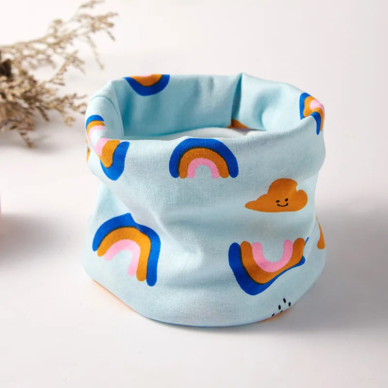 Kids Cotton O-Ring Scarf Winter Neck Warmer for Boys Girls