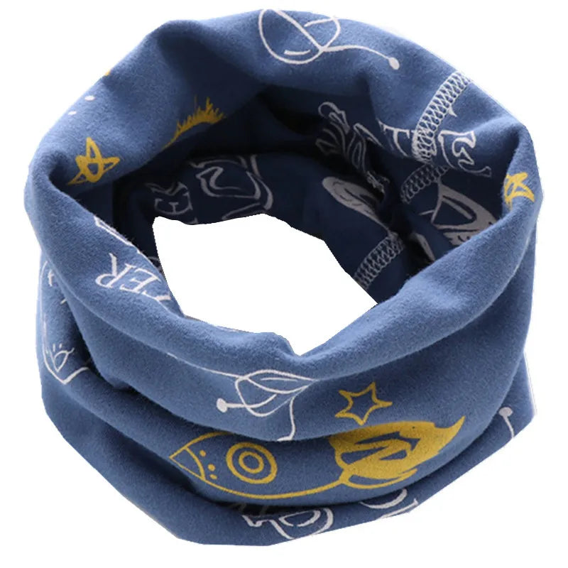 Kids Cotton O-Ring Scarf Winter Neck Warmer for Boys Girls
