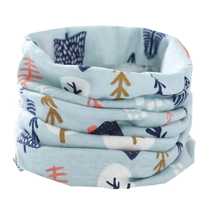 Kids Cotton O-Ring Scarf Winter Neck Warmer for Boys Girls